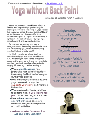 Sara Hauber teaches yoga without back pain in Chicago