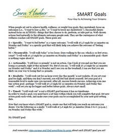 Sara Hauber's SMART goal setting worksheet