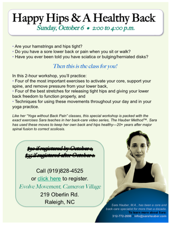 Sara Hauber yoga workshop Evolve Raleigh